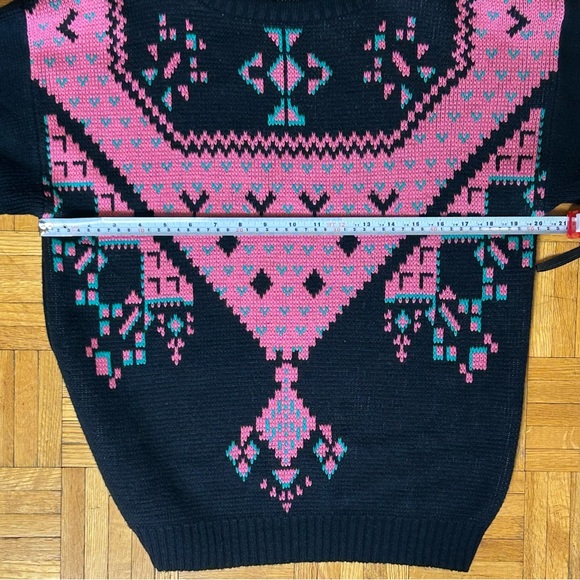 Coco Loco Vintage 1990's Pink/Black Small Acrylic Sweater - Picture 2 of 6
